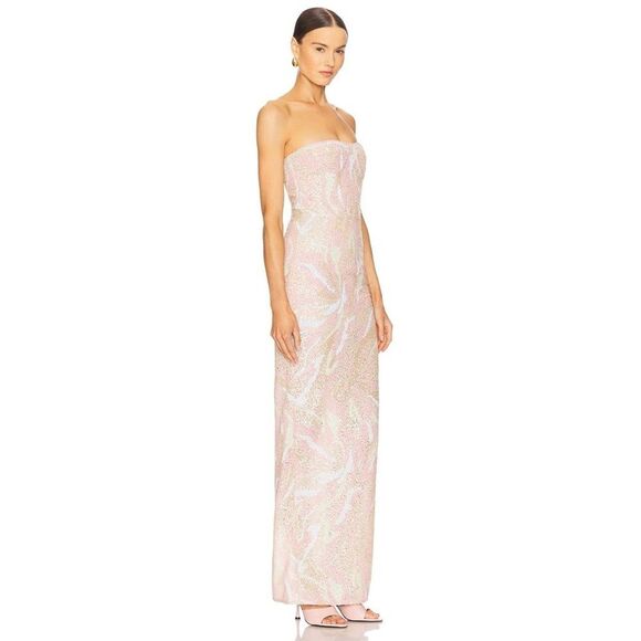 New Bronx and Banco Dahlia Strapless Maxi Dress in Blush Multi Pink - Picture 2 of 14
